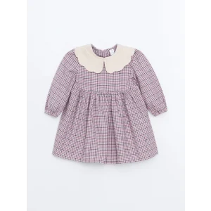 LCW Kids PEMBE Bebe Yaka Ekose Desen Flanel Kız Çocuk Elbise