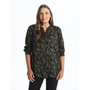 LCW Grace HAKİ Kaçık Yaka Desenli Kadın Bluz