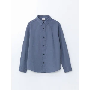 LCW Kids MAVİ Keten Karışımlı Erkek Çocuk Gömlek