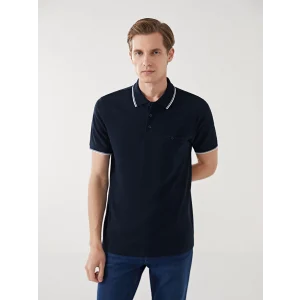 LCWAIKIKI Classic LACİVERT Polo Yaka Kısa Kollu Erkek Dokulu Tişört