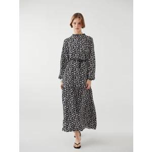 LCW Modest SİYAH Dik Yaka Desenli Kadın Elbise