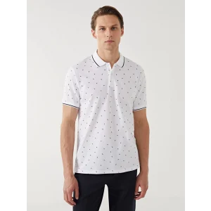 LCW Vision BEYAZ Polo Yaka Kısa Kollu Desenli Erkek Tişört