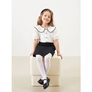 LCW Kids EKRU Bebe Yaka Kız Çocuk Gömlek ve Şort Etek 2li