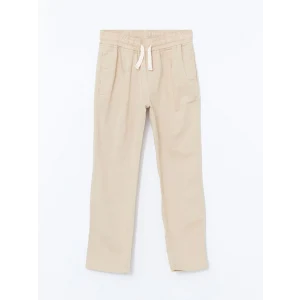 LCW Kids BEJ Beli Lastikli Keten Karışımlı Erkek Çocuk Pantolon