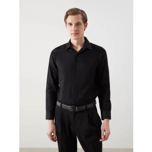 LCWAIKIKI Formal SİYAH Regular Fit Uzun Kollu Armürlü Erkek Gömlek