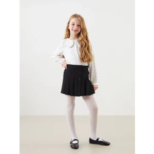 LCW Kids SİYAH Beli Lastikli Pileli Kız Çocuk Şort Etek