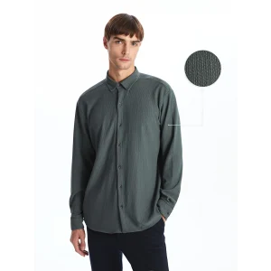 LCW Vision PETROL Regular Fit Uzun Kollu Erkek Gömlek