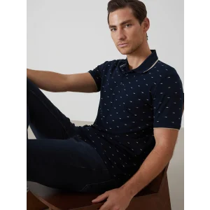 LCWAIKIKI Classic LACİVERT Polo Yaka Kısa Kollu Desenli Pike Erkek Tişört