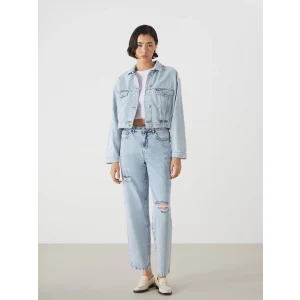 LCW Jeans İNDİGO Boyfriend Yırtık Detaylı Kadın Jean Pantolon