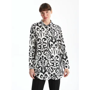 LCWAIKIKI Classic SİYAH Desenli Kadın Gömlek Tunik
