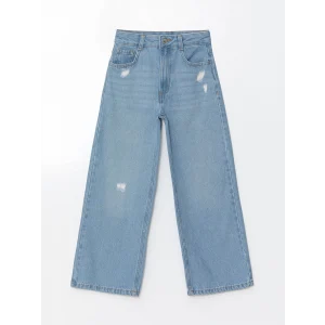 LCW Kids İNDİGO Beli Ayarlanabilir Lastikli Kız Çocuk Jean Pantolon