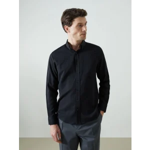 LCWAIKIKI Classic SİYAH Regular Fit Uzun Kollu Armürlü Erkek Gömlek