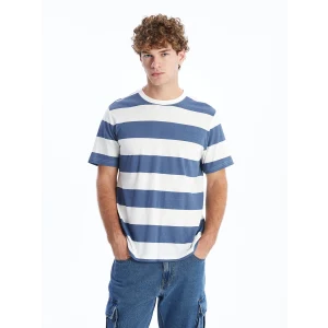 XSIDE İNDİGO Bisiklet Yaka Kısa Kollu Çizgili Penye Erkek Tişört