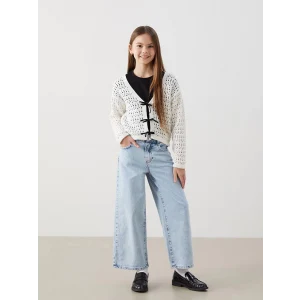 LCW Kids MAVİ Beli Ayarlanabilir Lastikli Kız Çocuk Jean Pantolon