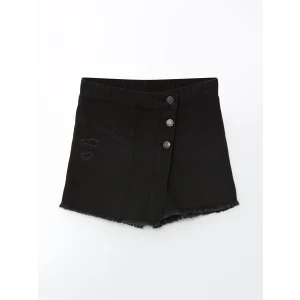LCW Kids SİYAH Beli Lastikli Kız Çocuk Jean Şort Etek