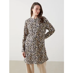 LCW Grace SİYAH Hakim Yaka Desenli Kadın Tunik