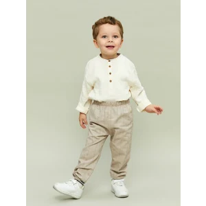 LCW baby EKRU Hakim Yaka Erkek Bebek Tişört ve Pantolon 2li