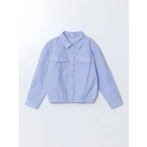 LCW Kids MAVİ Çizgili Kız Çocuk Gömlek