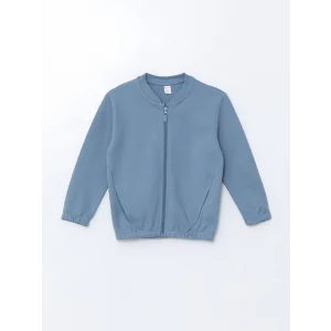 LCW Kids MAVİ Basic Erkek Çocuk Fermuarlı Sweatshirt