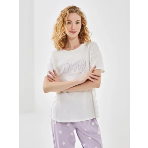 LCW Young LİLA Bisiklet Yaka Baskılı Kadın Pijama Takımı