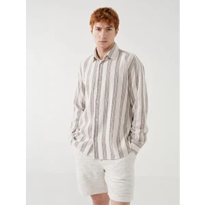 XSIDE GRİ Regular Fit Uzun Kollu Çizgili Erkek Gömlek