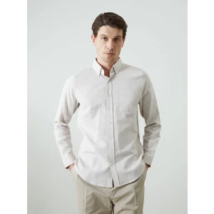 LCWAIKIKI Classic BEJ Regular Fit Uzun Kollu Armürlü Erkek Gömlek