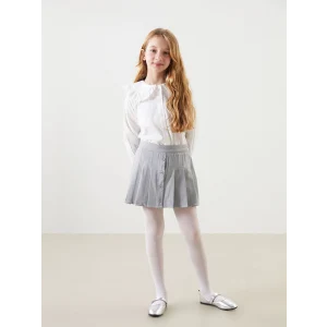 LCW Kids ANTRASİT Beli Lastikli Pileli Kız Çocuk Şort Etek