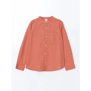 LCW Kids TURUNCU Hakim Yaka Keten Karışımlı Erkek Çocuk Gömlek