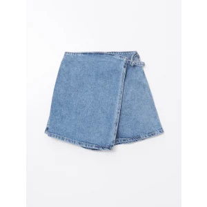 LCW Kids MAVİ Beli Lastikli Kız Çocuk Jean Şort Etek