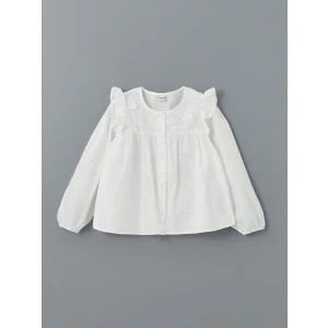 LCW Kids BEYAZ Fırfır Detaylı Kız Çocuk Gömlek
