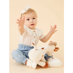 LCW baby EKRU Bisiklet Yaka Kız Bebek Basic Bluz ve Pantolon 2li