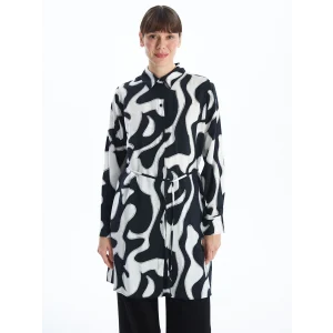 LCWAIKIKI Classic SİYAH Desenli Kadın Gömlek Tunik