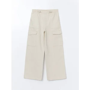 LCW Kids BEJ Beli Lastikli Kız Çocuk Kargo Pantolon