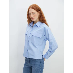 LCW Vision MAVİ Poplin Kadın Gömlek