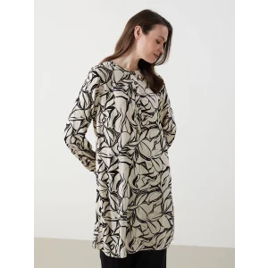 LCW Grace SİYAH Hakim Yaka Desenli Kadın Tunik