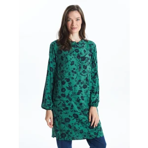 LCW Grace YEŞİL Bisiklet Yaka Çiçekli Kadın Tunik