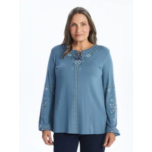 LCW Grace İNDİGO Bağlamalı Yaka Desenli Kadın Bluz