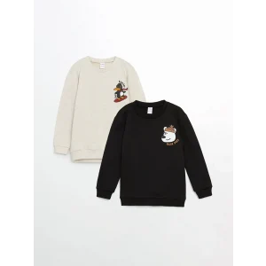 LCW Kids EKRU Bisiklet Yaka Baskılı Erkek Çocuk Sweatshirt 2li