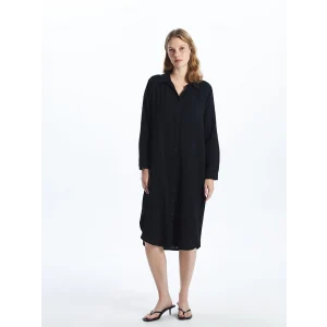 LCWAIKIKI Classic SİYAH Dokulu Kadın Gömlek Elbise