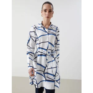 LCWAIKIKI Classic İNDİGO Desenli Kadın Gömlek Tunik