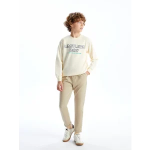 LCW Kids BEJ Beli Lastikli Dokulu Erkek Çocuk Pantolon