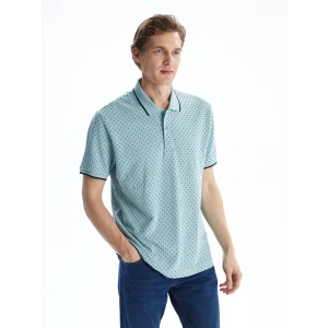 LCWAIKIKI Classic YEŞİL Polo Yaka Kısa Kollu Desenli Pike Erkek Tişört