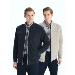 LCWAIKIKI Classic GRİ Standart Kalıp Kolej Yaka Çift Taraflı Erkek Mont