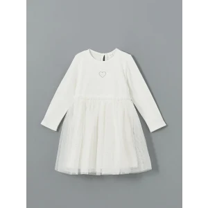 LCW Kids EKRU Bisiklet Yaka Tütü Kız Çocuk Elbise