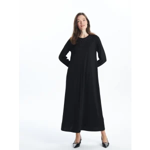 LCW Grace SİYAH Bisiklet Yaka Parlak Taşlı Kadın Elbise