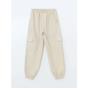 LCW Kids BEJ Beli Lastikli Kız Çocuk Kargo Jogger Pantolon