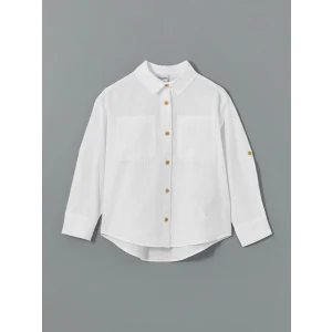 LCW Kids BEYAZ Basic Uzun Kollu Kız Çocuk Gömlek
