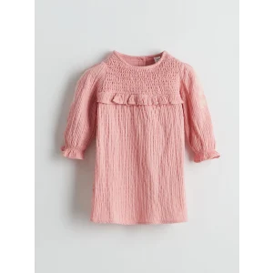 LCW Kids PEMBE Bisiklet Yaka Kız Çocuk Müslin Elbise