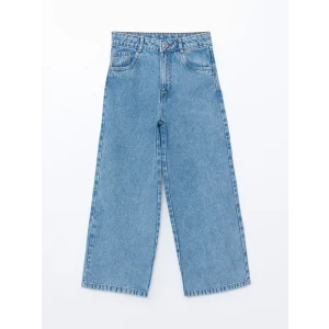 LCW Kids MAVİ Beli Ayarlanabilir Lastikli Kız Çocuk Jean Pantolon