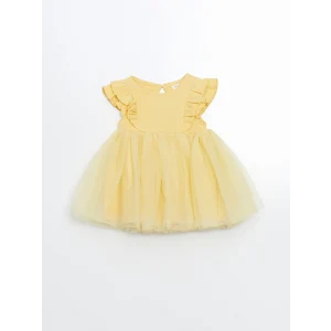 LCW baby SARI Basic Dantel Tüllü Kız Bebek Elbise